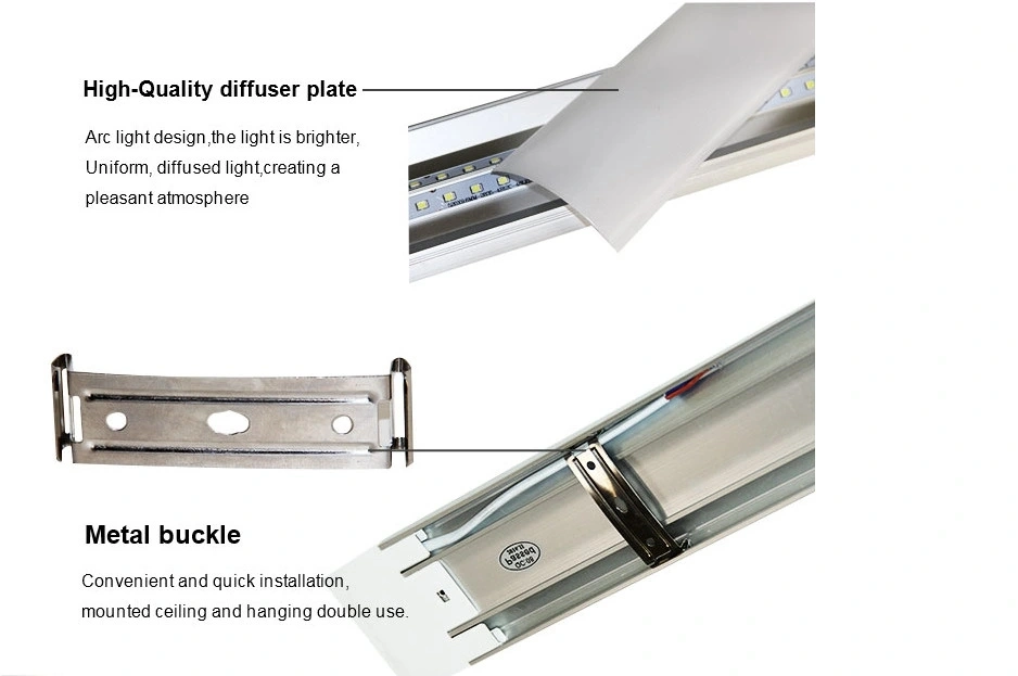 Tri-Proof LED Batten Tube Integrated Linear Light Anti-Glare Batten for Warehouse Parking Lot Office Indoor IP65